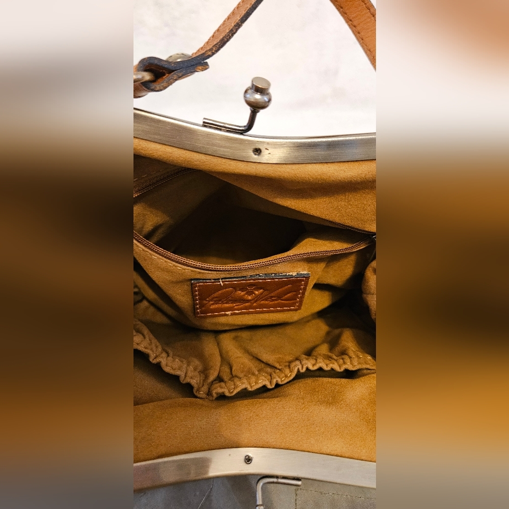 Patricia Nash Laureana frame Spanish zig zag kisslock woven satchel/crossbody - Picture 7 of 7